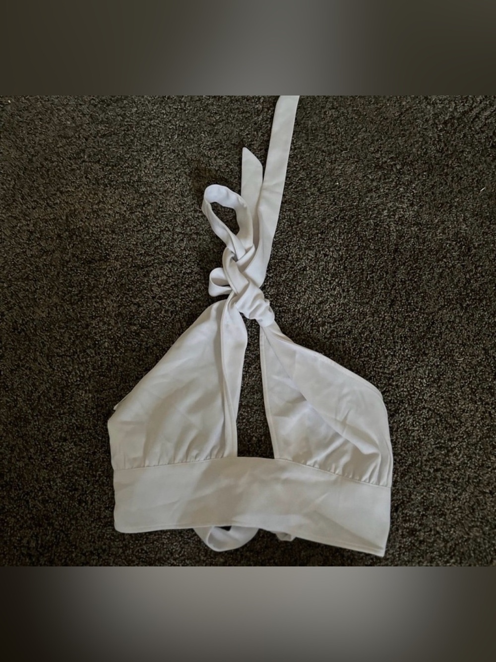 H&M white crop top ties on the back size medium 0018